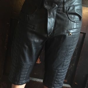 Black Leather Like Capri Shorts